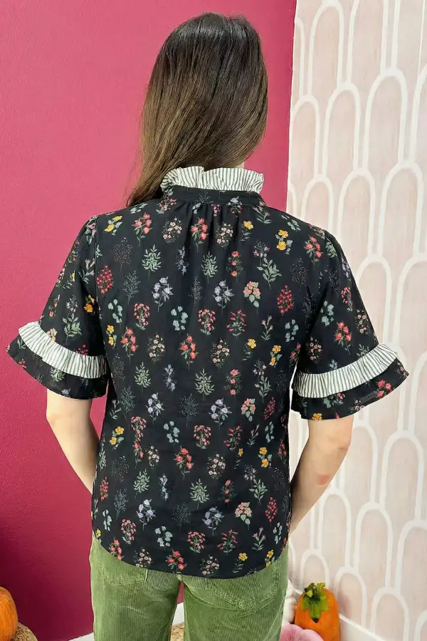Floral Frill Detail Casual Shirt