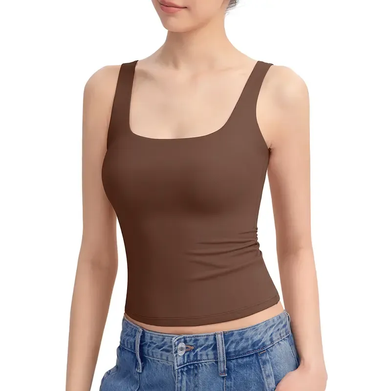 Women's Tank Top Sleeveless Double Lined Basic Tops