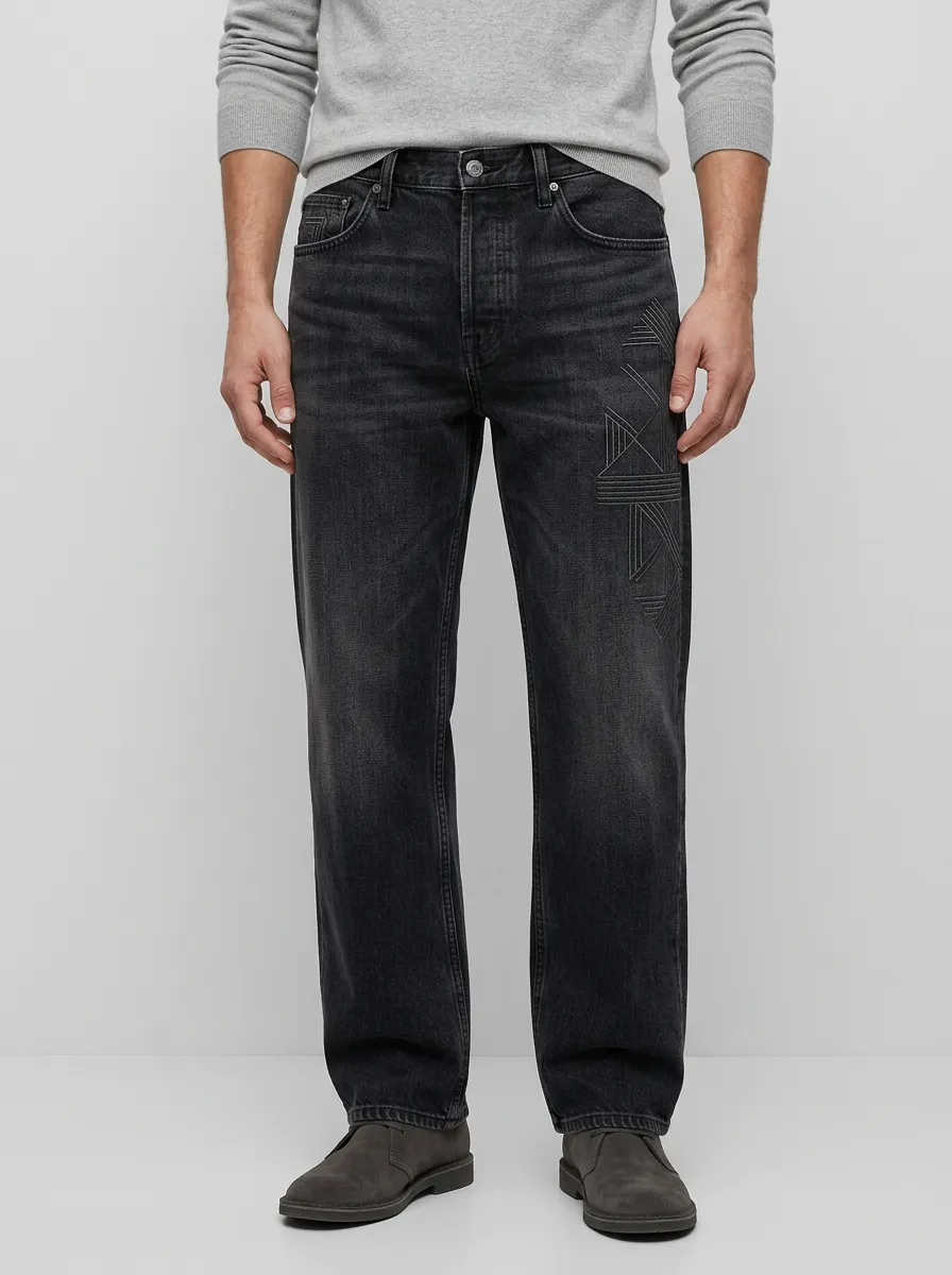 Geometric Washed Jeans