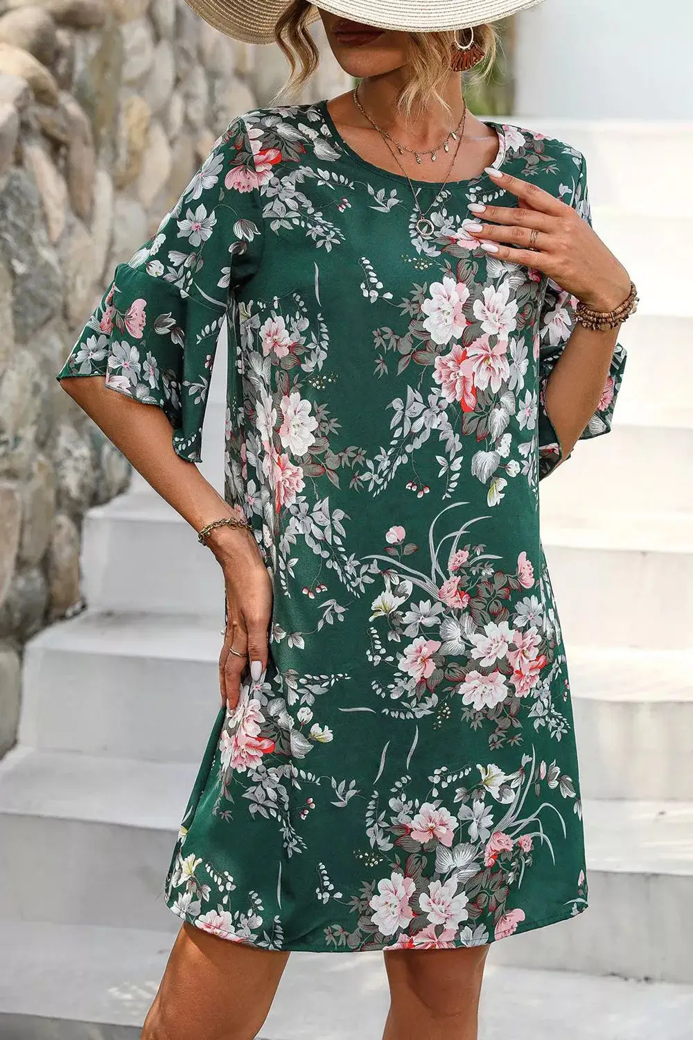 Balanced Detail Floral Printed Dress