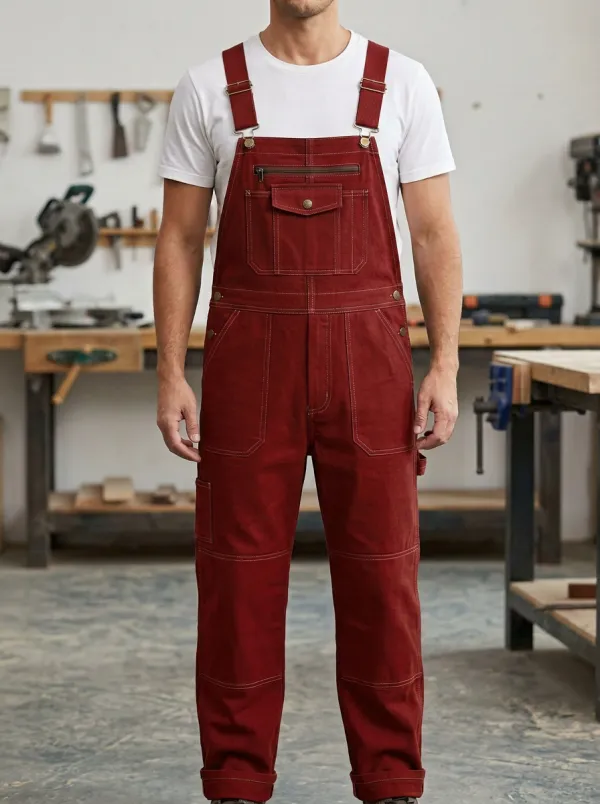 Men's Minimal Multi-Pocket Bib Work Overalls
