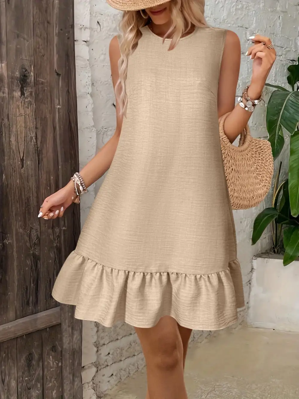Smooth Finish Ruffle Sleeveless Mini Dress