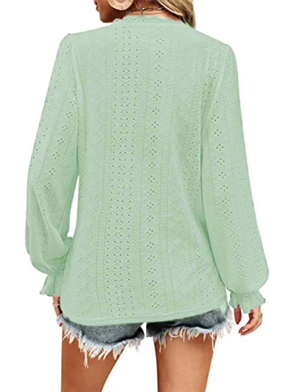 Everyday Soft Eyelet V-Neck Blouse