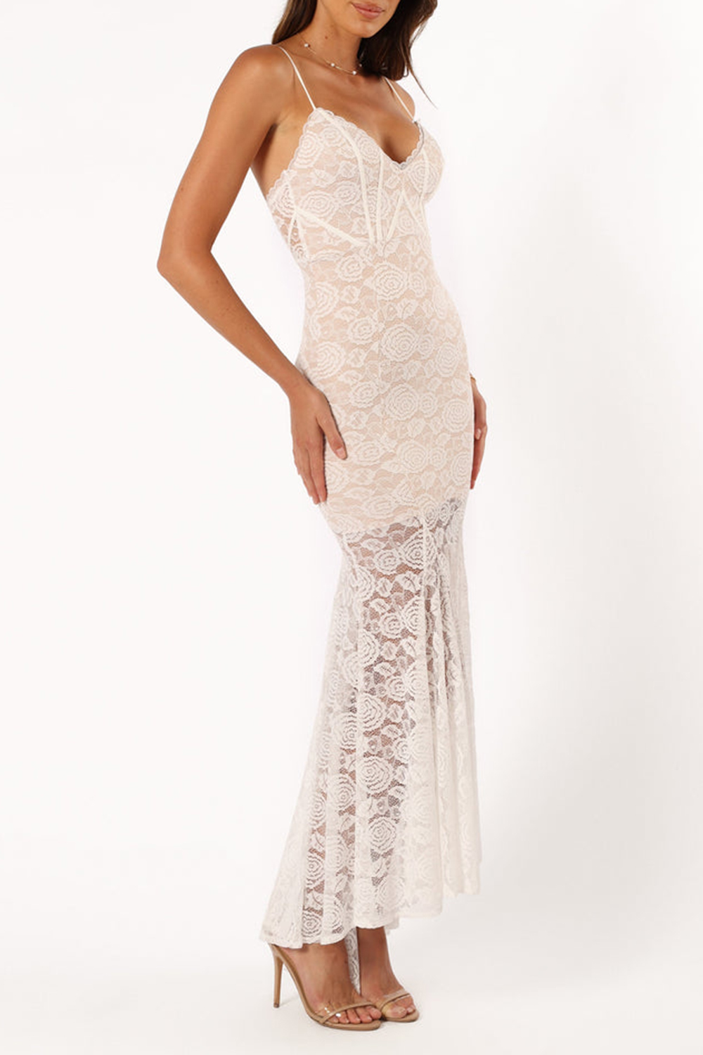 WHITE GAUZE LACE DRESS