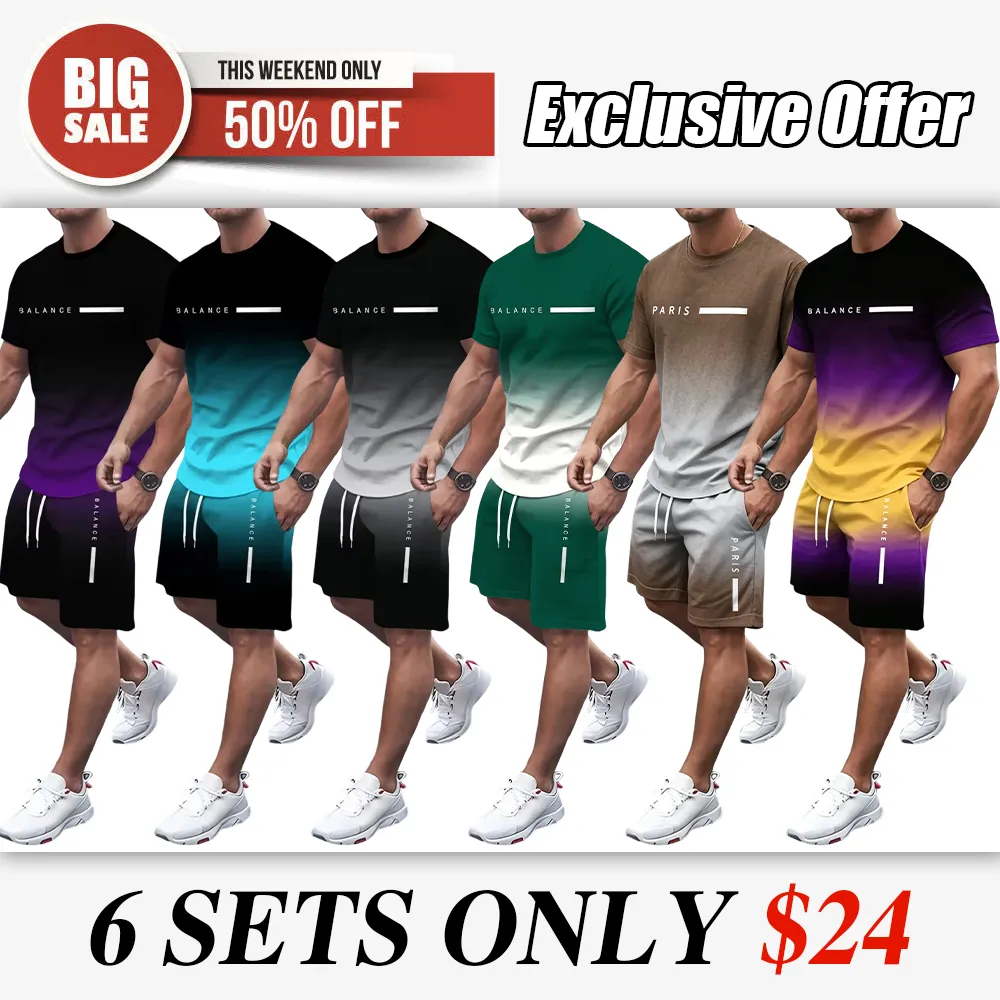 🔥 Men's Gradient Fitness Sets | Lightweight & Breathable Fabric, All-Day Comfort for Workouts