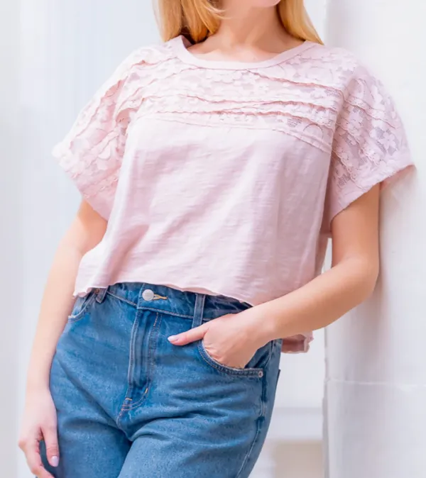 Lace Trim Relaxed Top