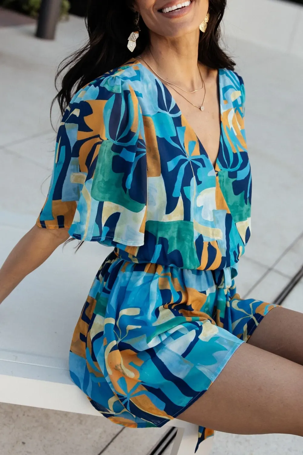 Personalized Art Belt Multi Floral Jumpsuit