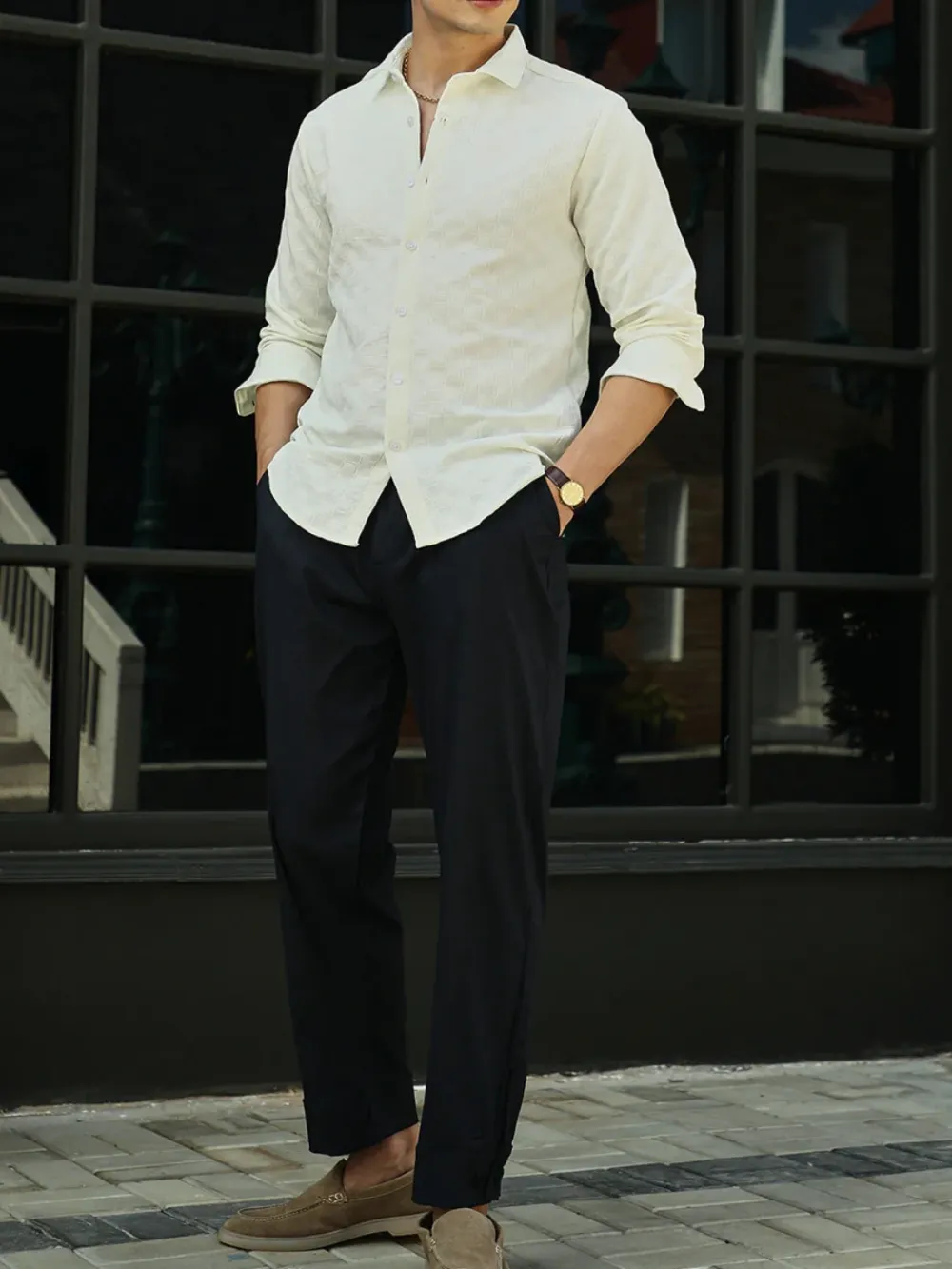 White Casual Style Full Sleeve Shirt