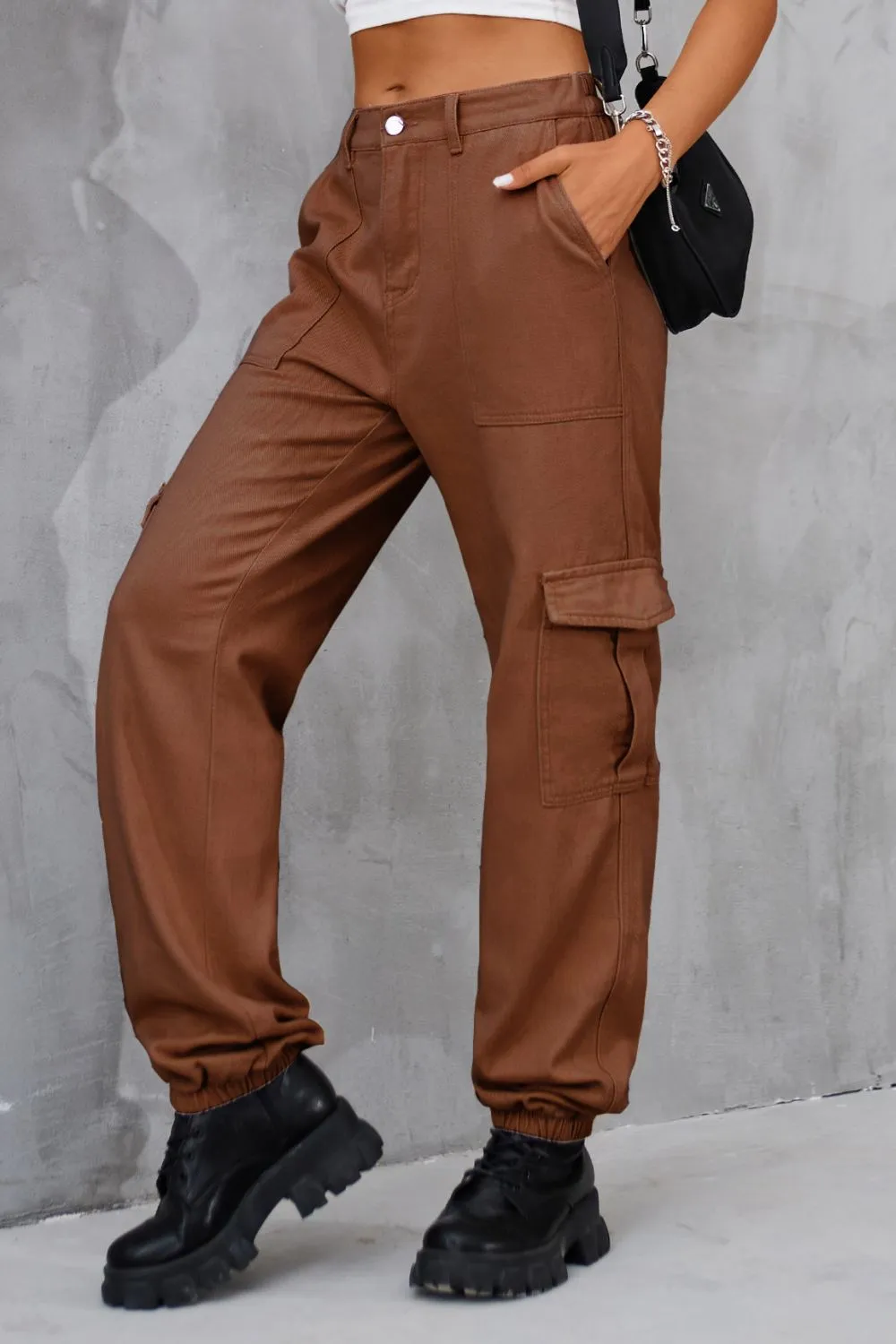 Utility High Waist Pocketed Denim Jeans