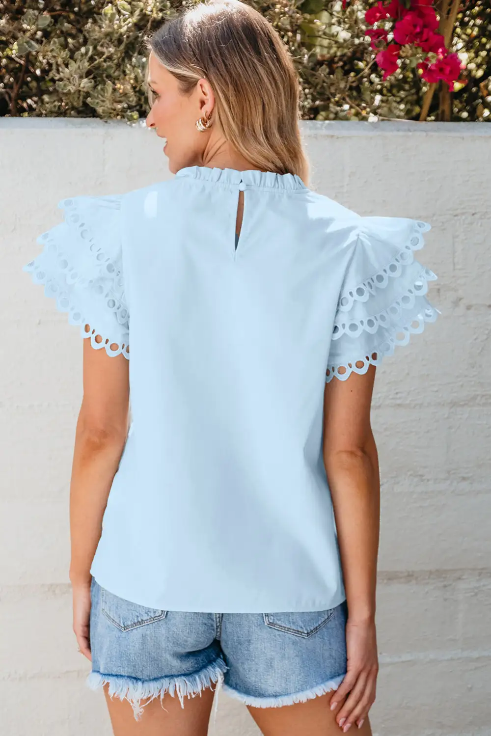 Embroidered Ruffled Frilled Blouse
