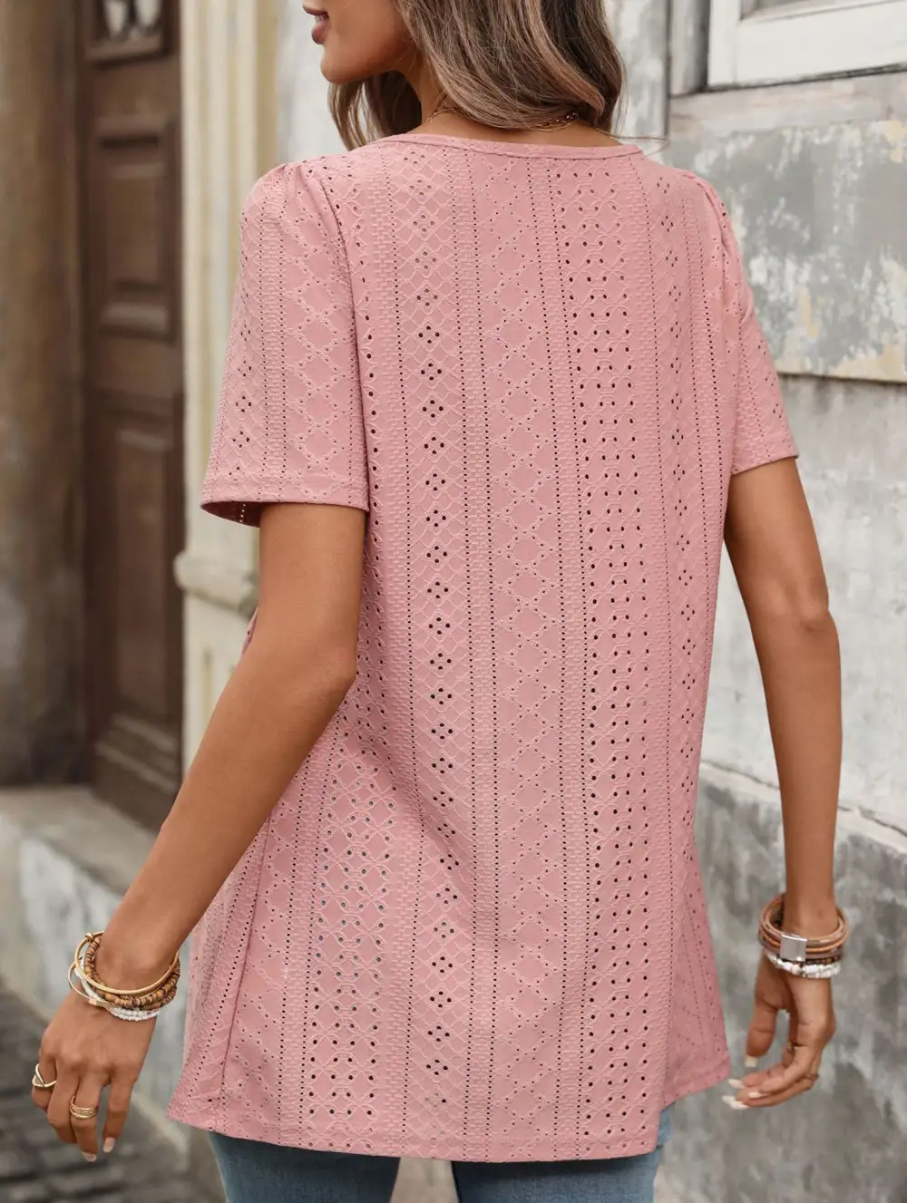 Square Neck Button Loose Tee