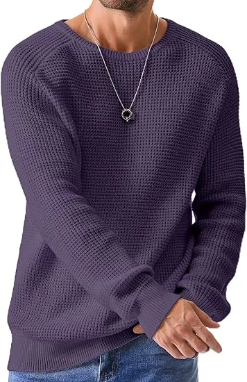 🧶 Men’s Waffle Knit Crewneck Sweater – Effortless Warmth. Everyday Style.