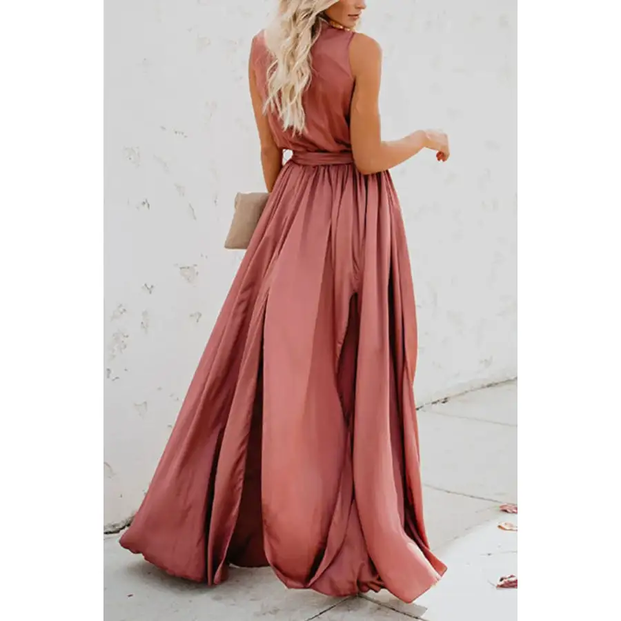 Surplice Tie Waist Maxi Dress