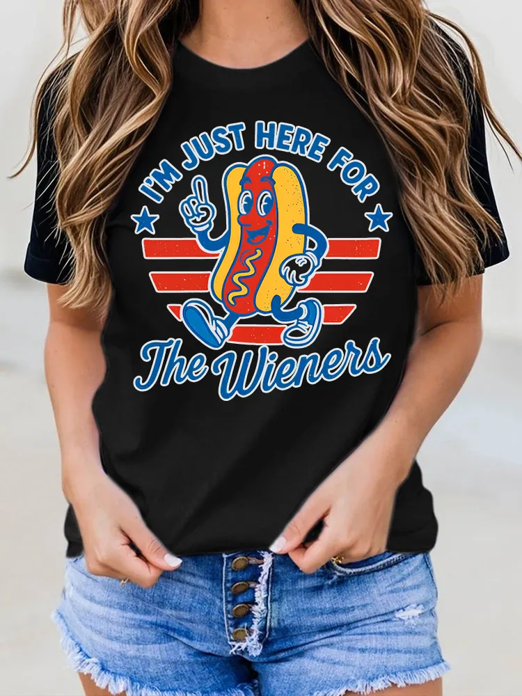 Women's Hot Dog Graphic Printed Tee
