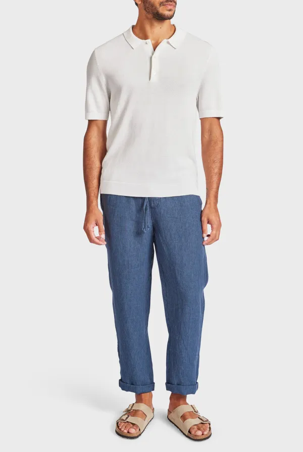 Striped Linen Cropped Pant