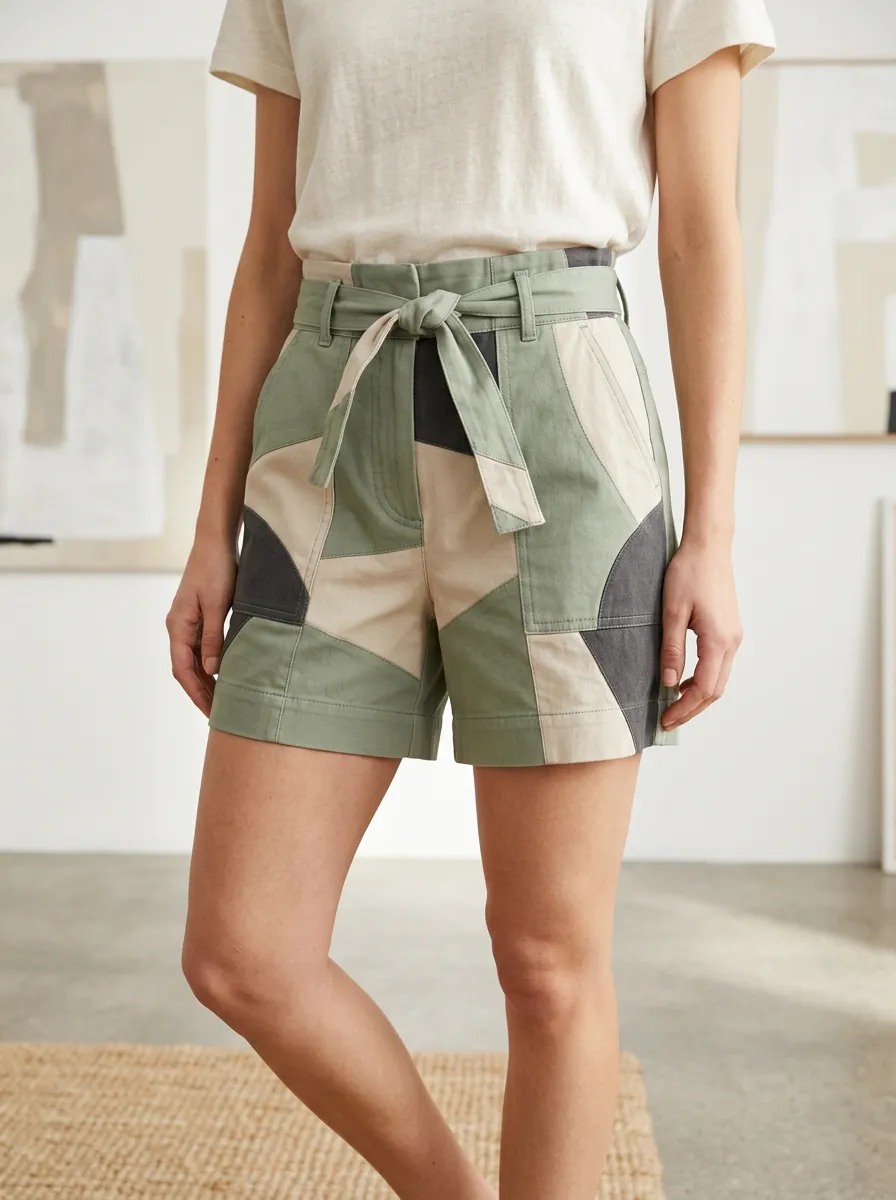 Women's Everyday Geometric Patchwork Pattern Printed Shorts