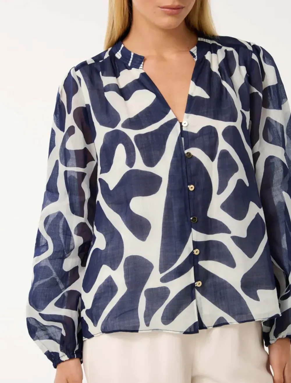 Long Sleeve Random Printing Blouse