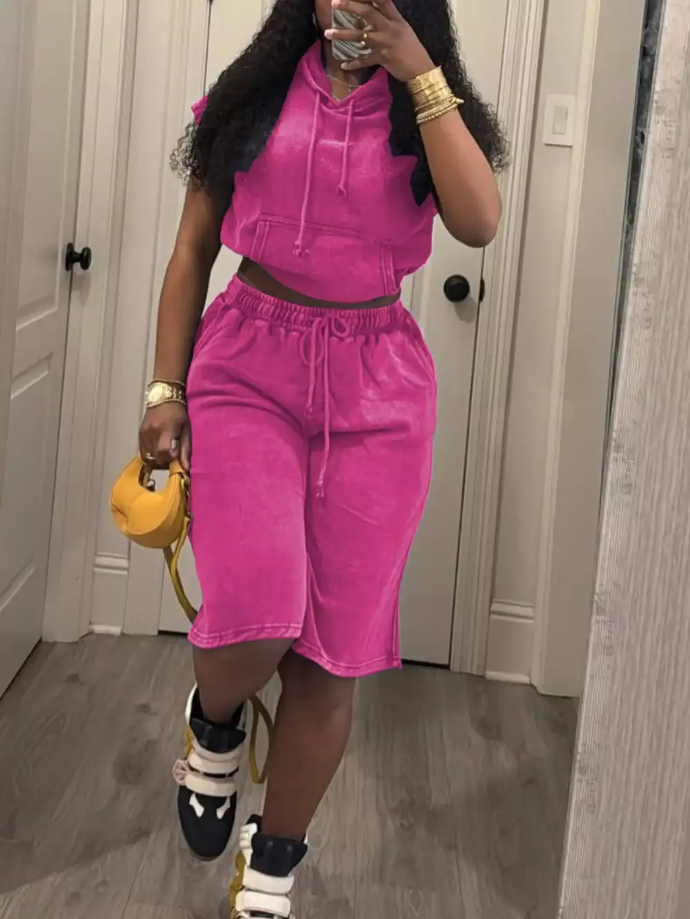Hooded Crop Top and Shorts Set