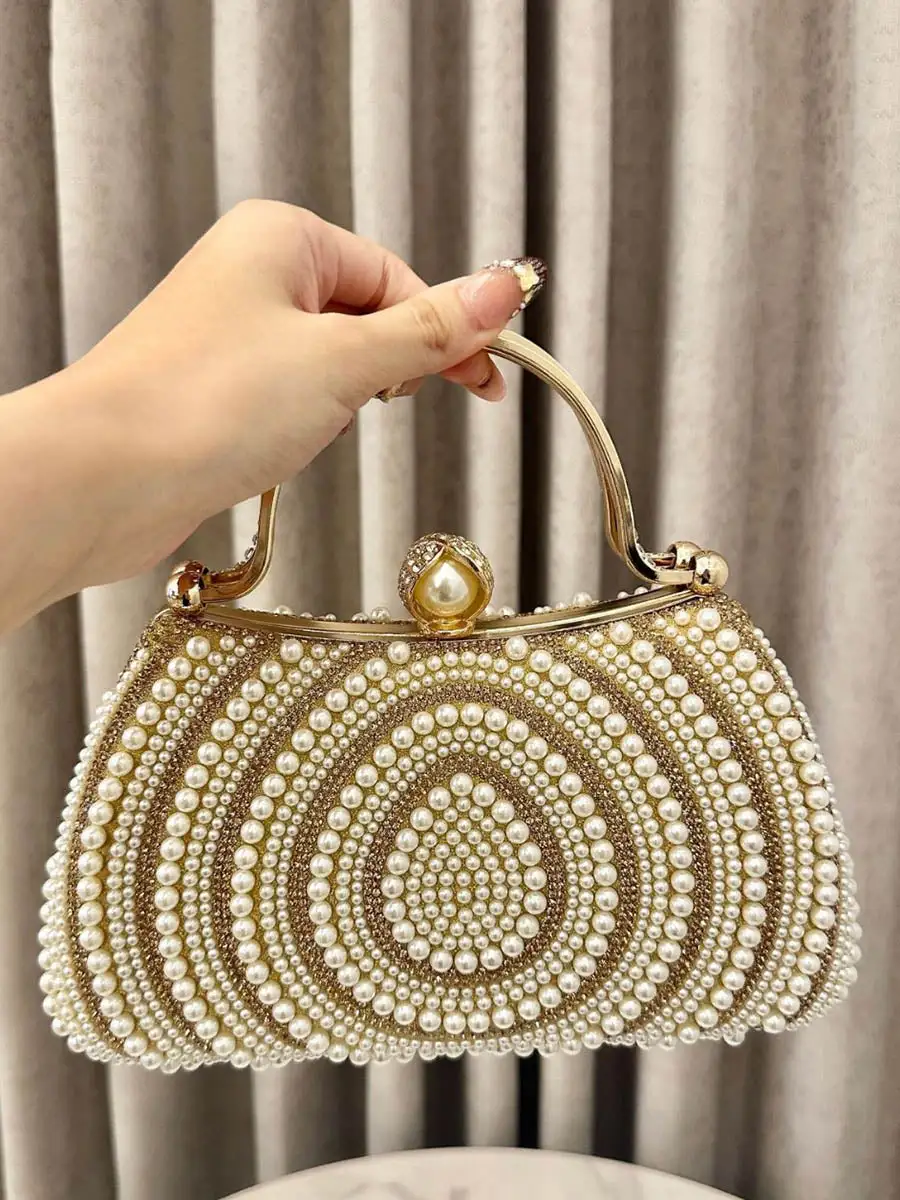 Geometric Lock Shimmer Crossbody Bag