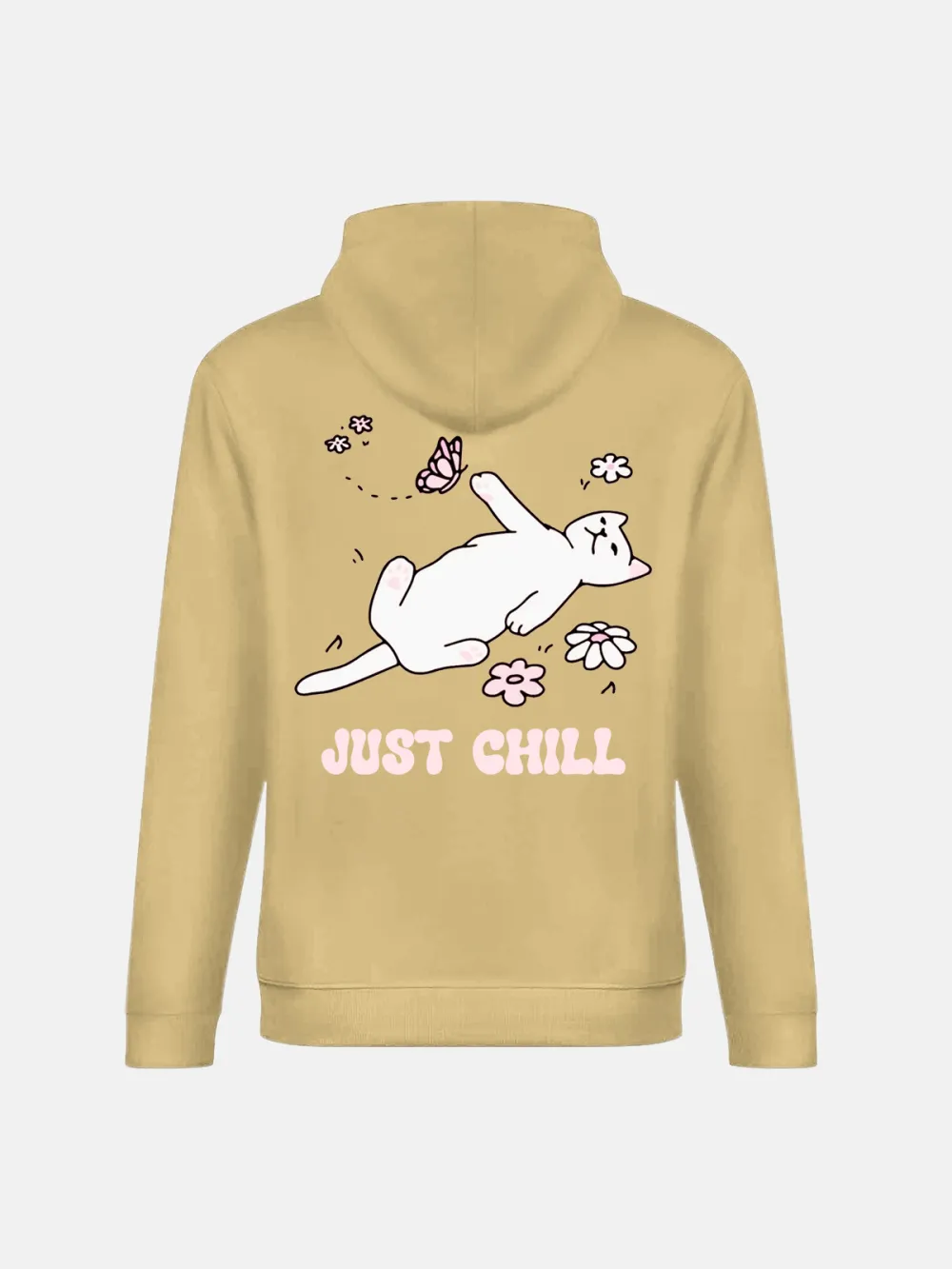 Just Chill Cat Pattern Hoodie
