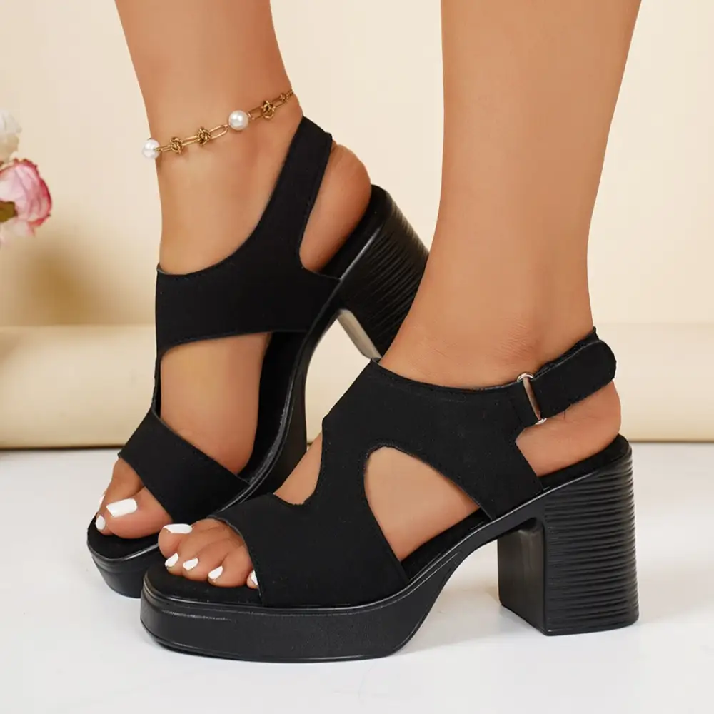 Classic Open Toe Block Heel Sandals
