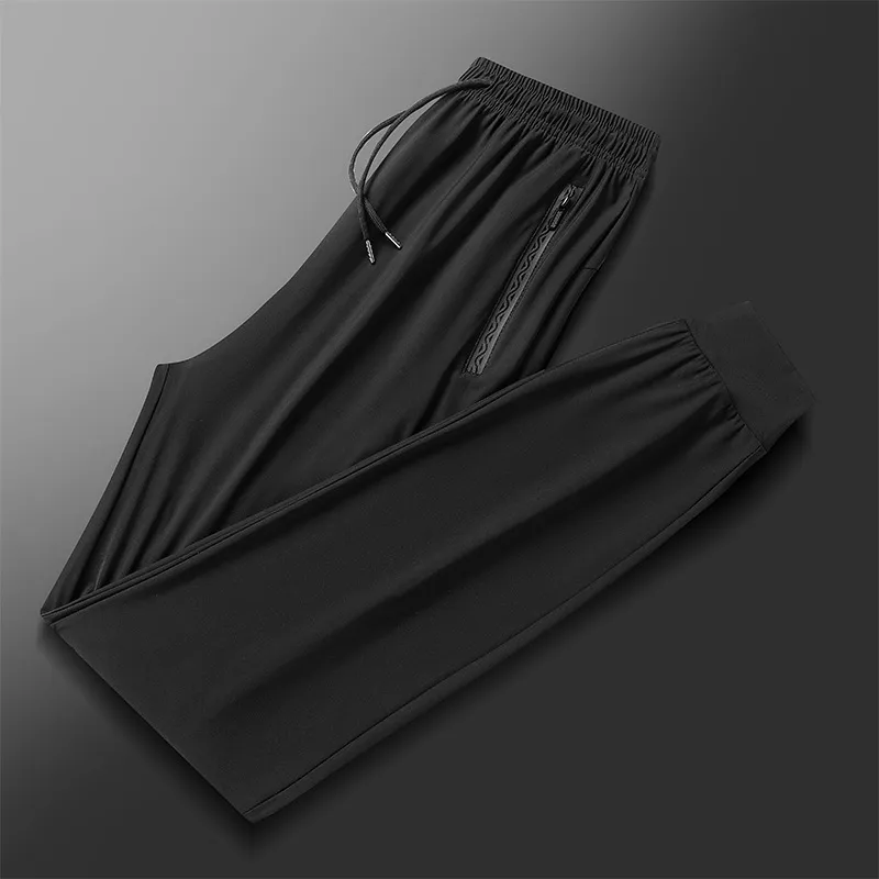 Ultra-Thin Pants Summer Men'S Ice Silk Pants Breathable Casual Pants Sports Pants Quick-Drying Pants Men'S Elastic Straight Large Size