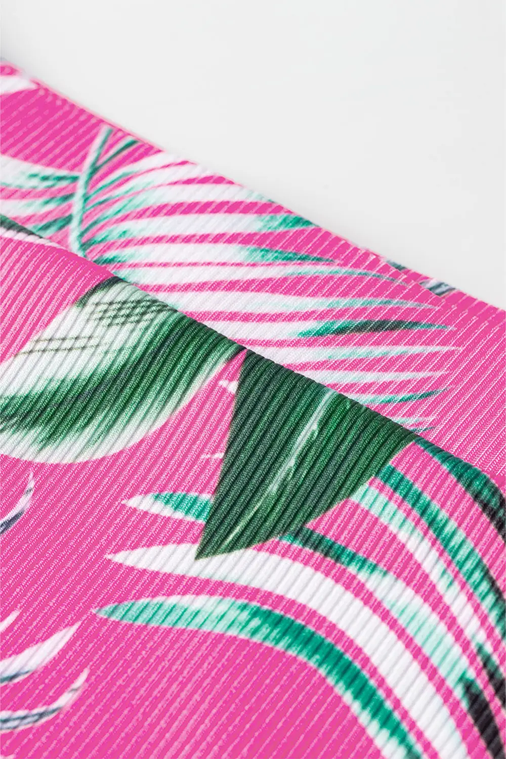 Tropical Print Textured Bottoms Bikini Bottom Pants