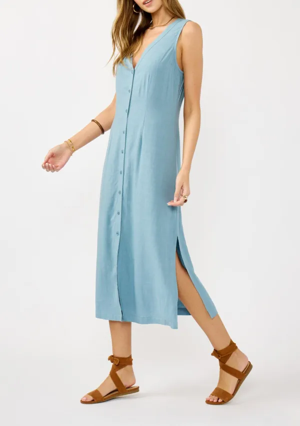 Side Slit Button Up Dress