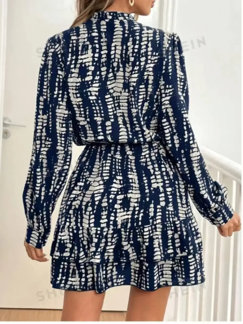 Comfort Fit Ruffle Long Sleeve Mini Dress