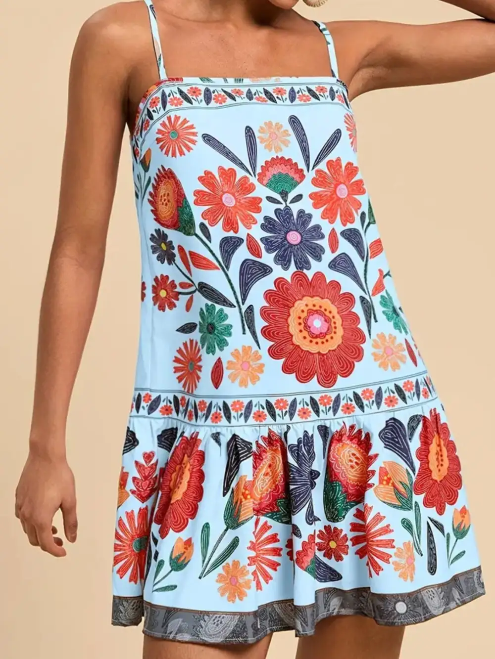 Print Sleeveless Mini Dress