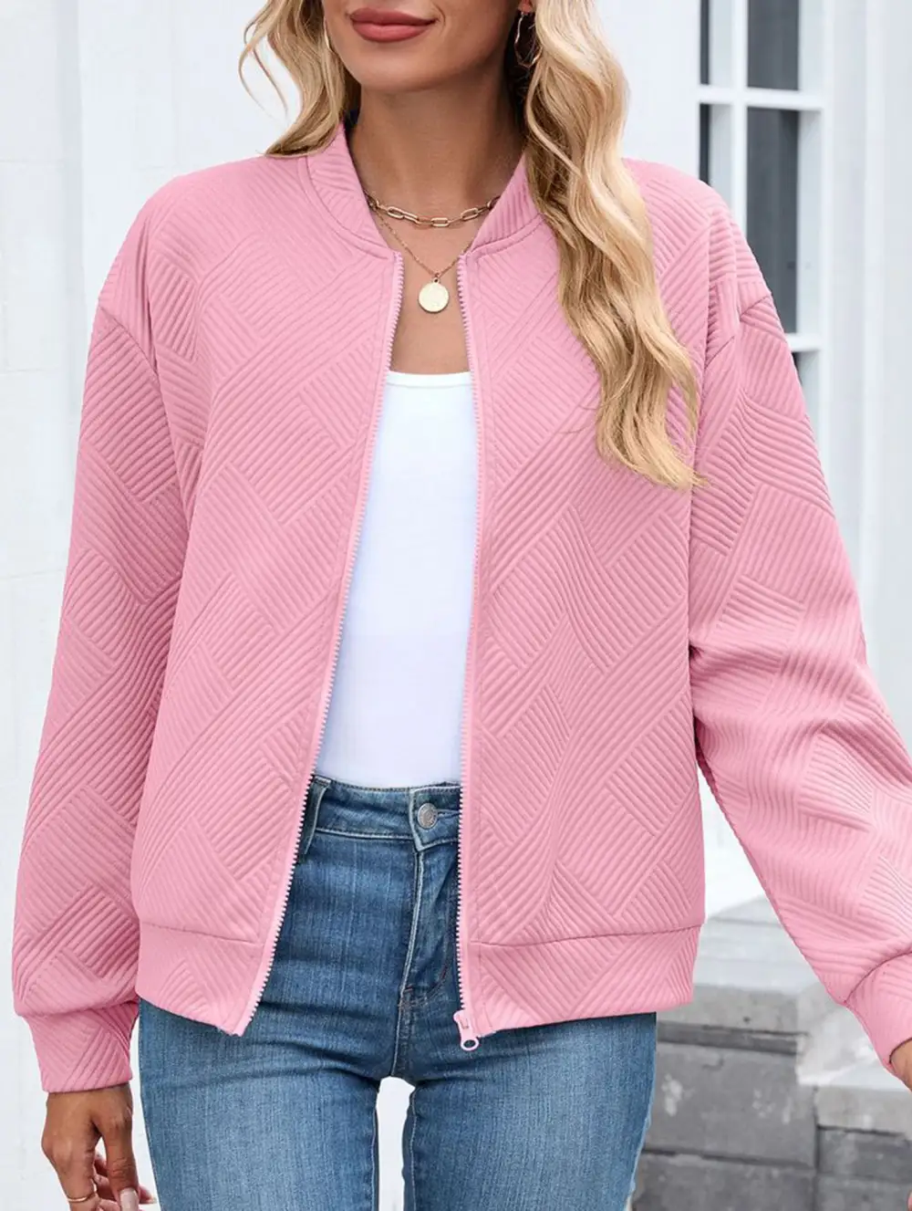Crew Neck Zipper Loose Long Sleeve Sweatshirt