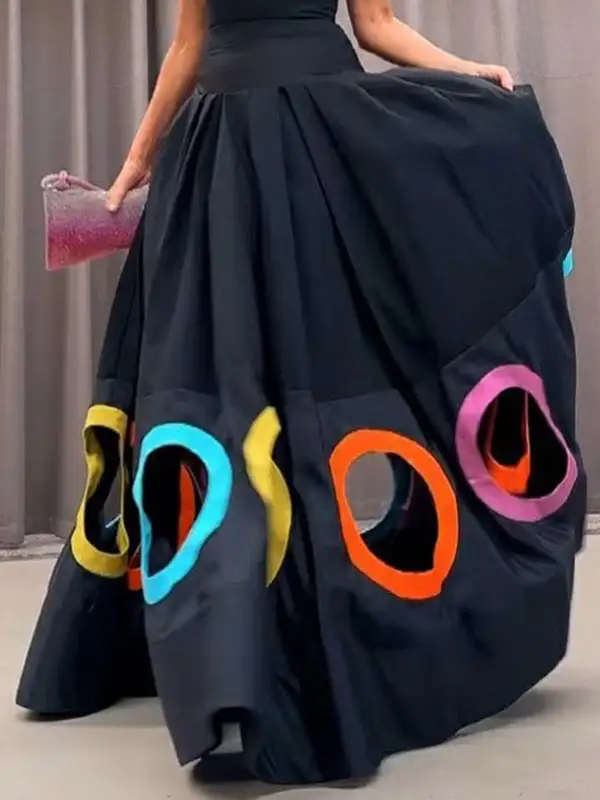 Hollow Pleated Sleeveless Neck Maxi Dress