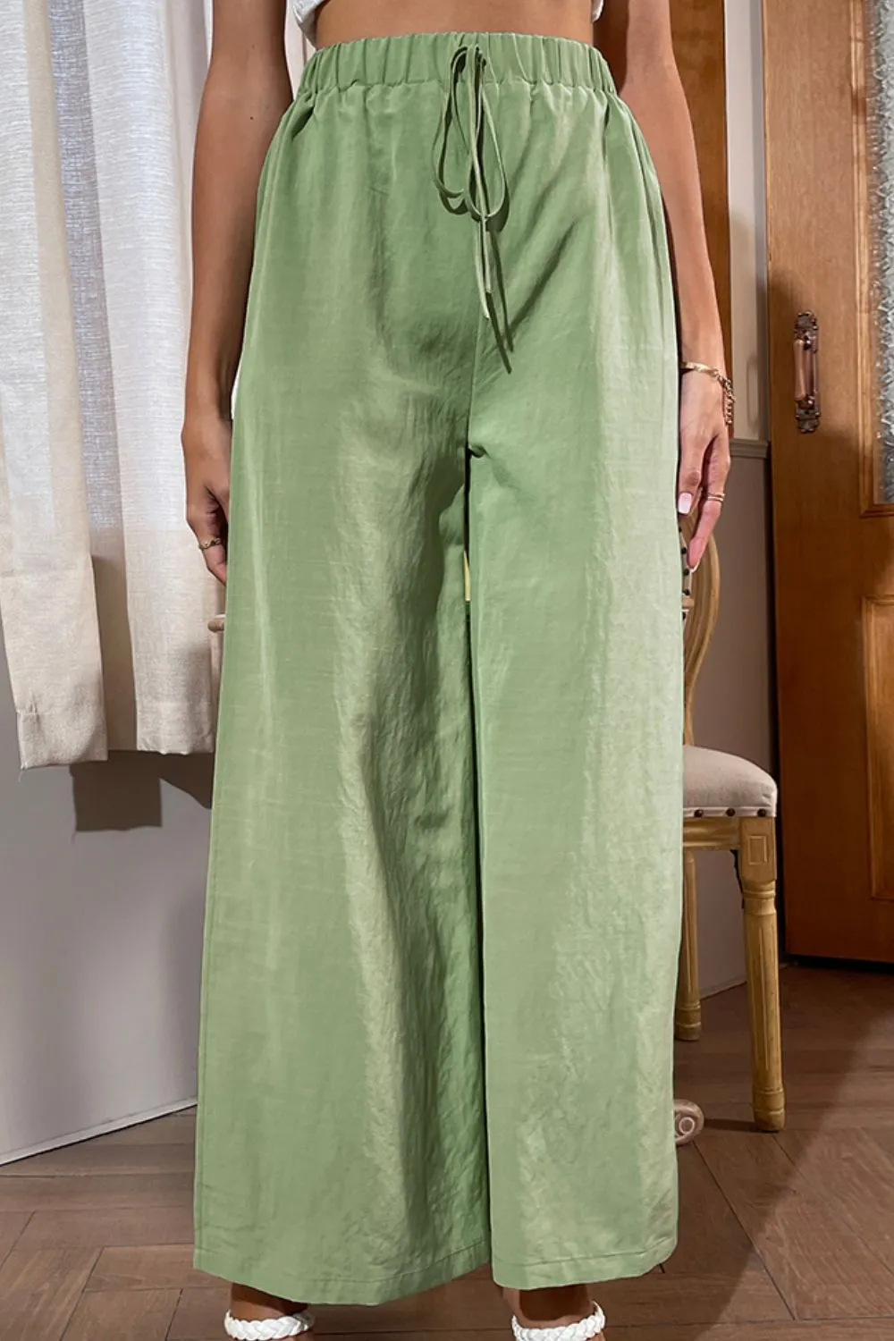 Lightweight Wide Leg Drawstring Pants