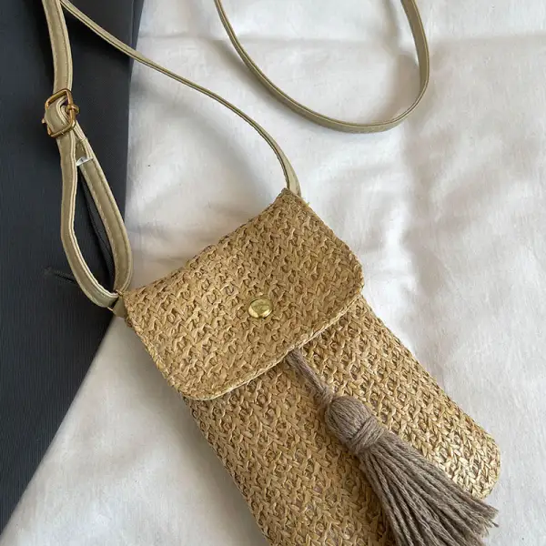 Straw Woven Fringed Casual Shoulder Bag