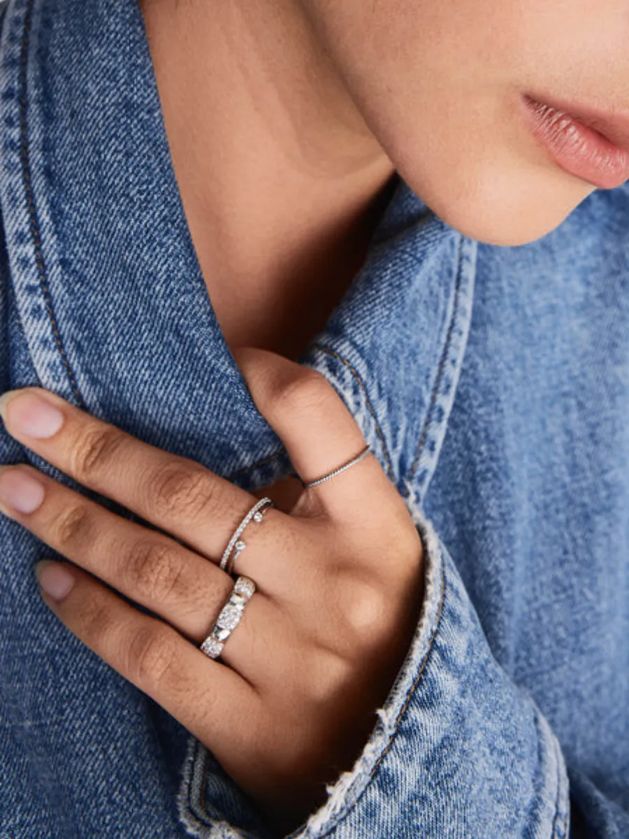 Sparkling Silver Open Ring