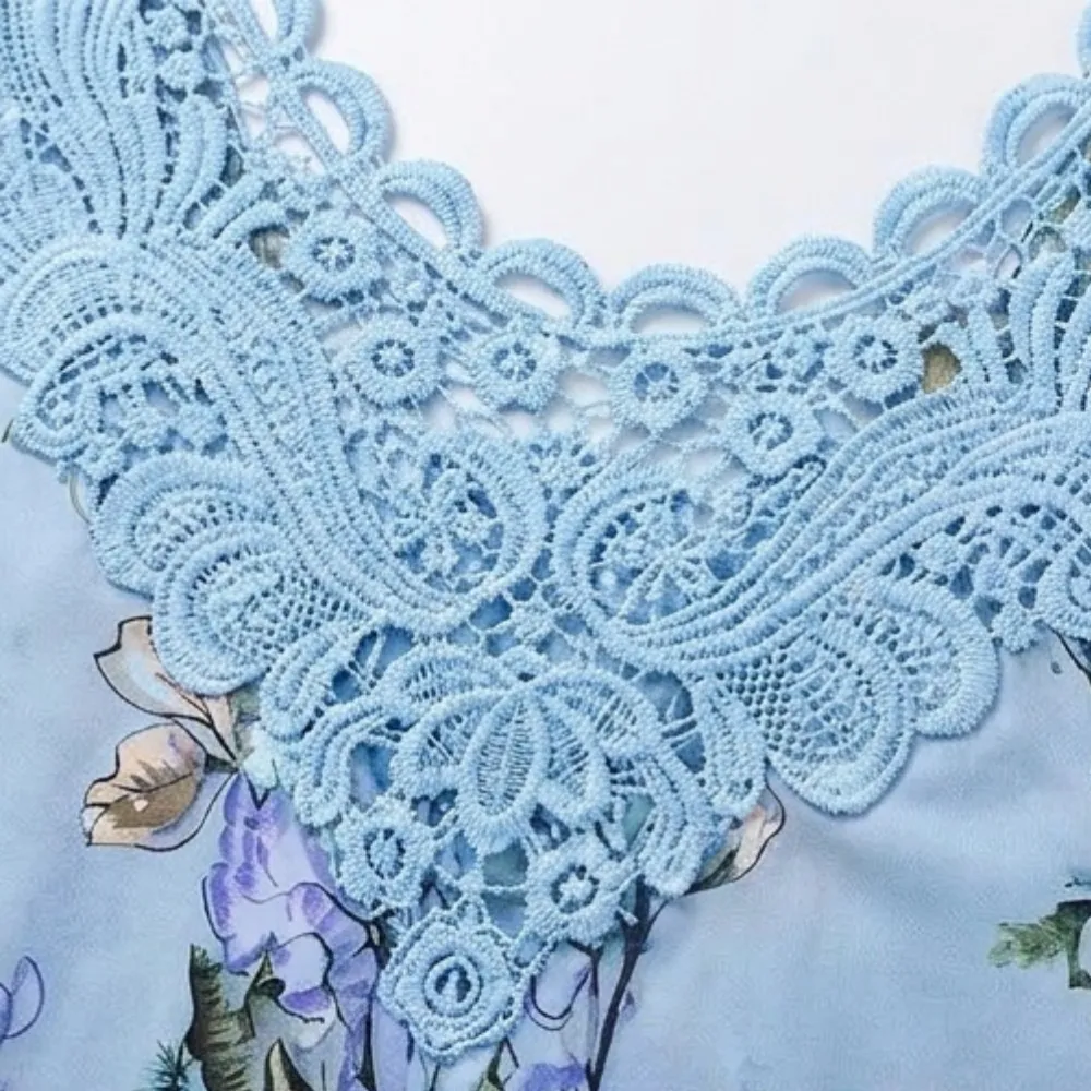 Lace Yoke Floral Blouse