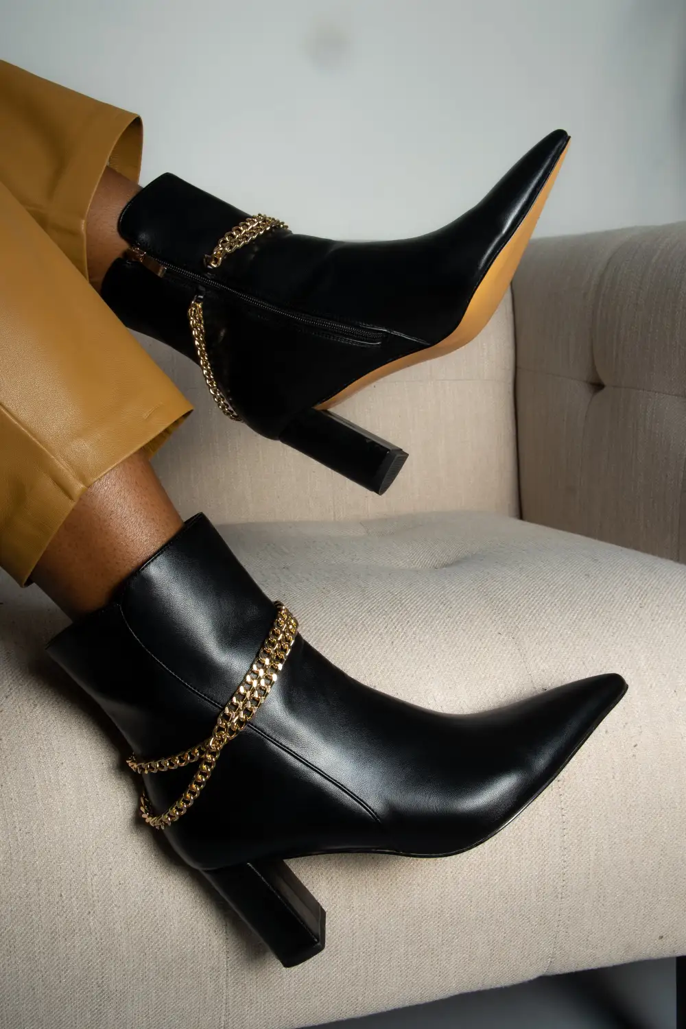 Faux Leather Ankle Boots