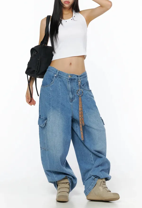 Wide Leg Cargo Jeans