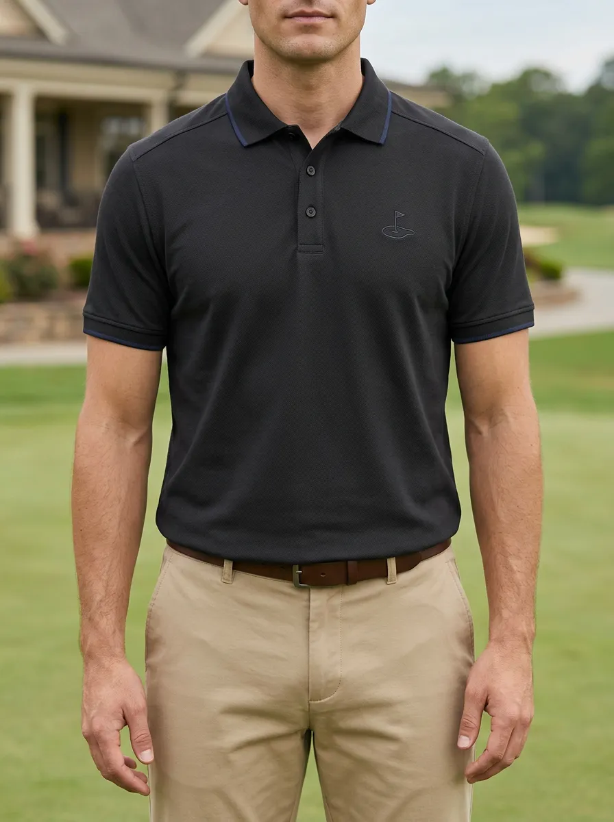 Relaxed Flag-Motif Embroidered Golf Polo Shirt