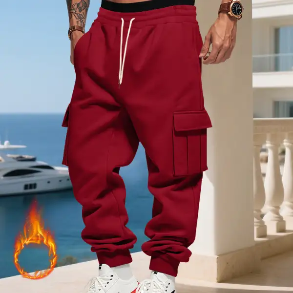 Men's  Thermal Cargo Pants Pockets Leg Cargo Pants