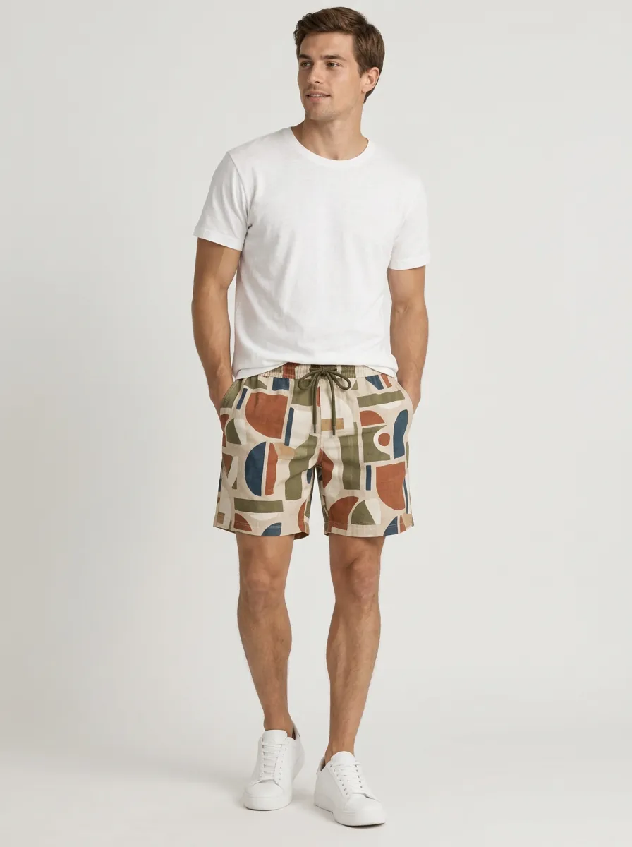 Modern Casual Graphic Print Abstract Print Geometric Print Men's Graphic Print Pants