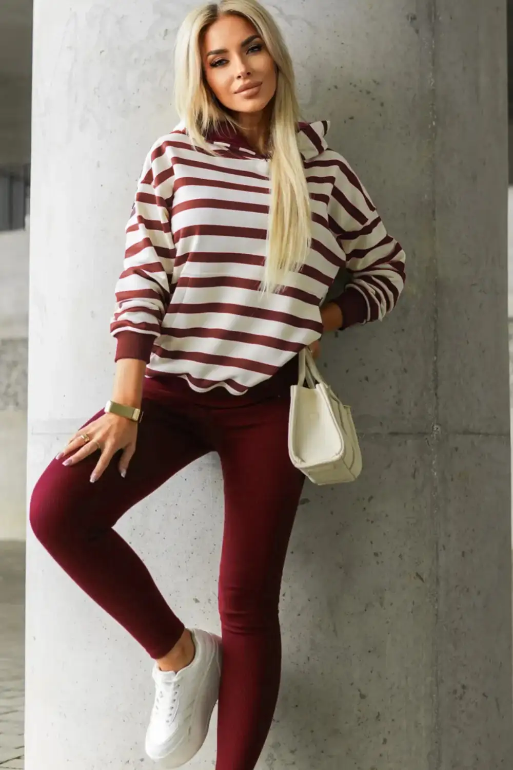 Stripe Pullover Soft Pants Lounge Set Comfort