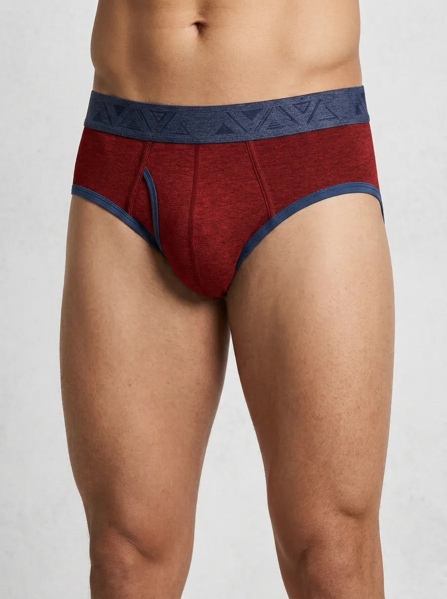 Men's Geometric Pattern Waistband Charcoal Printed Briefs