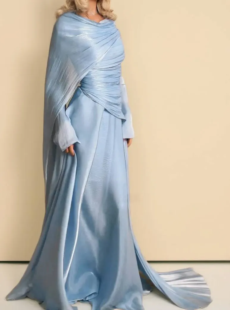 Pleated Ribbon Maxi Dress