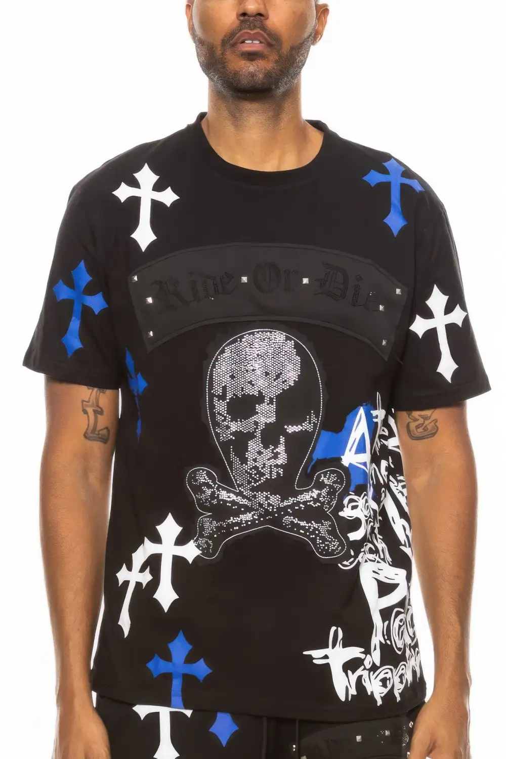 Cotton Print Cross T-Shirt