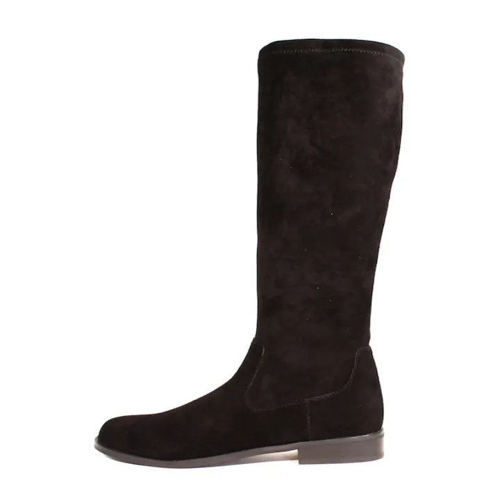 Leather Suede Elastic Knee High Boots
