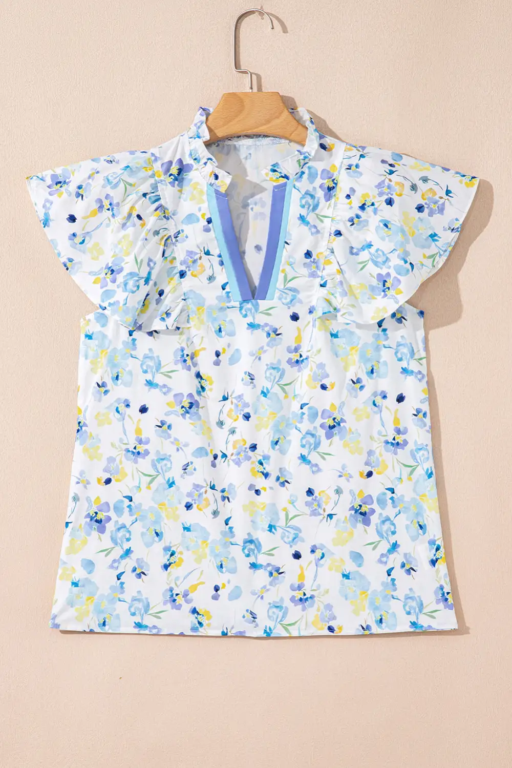 Floral Frilled V-Neck Blouse