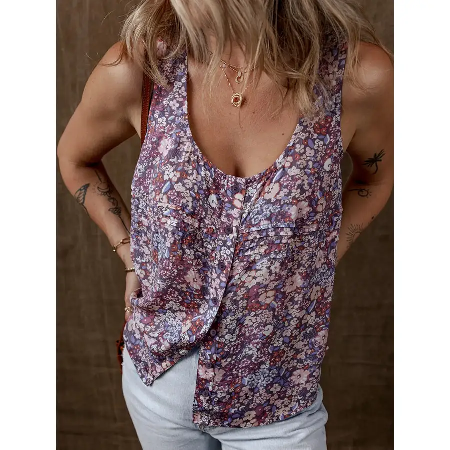 Button Front Tank Top