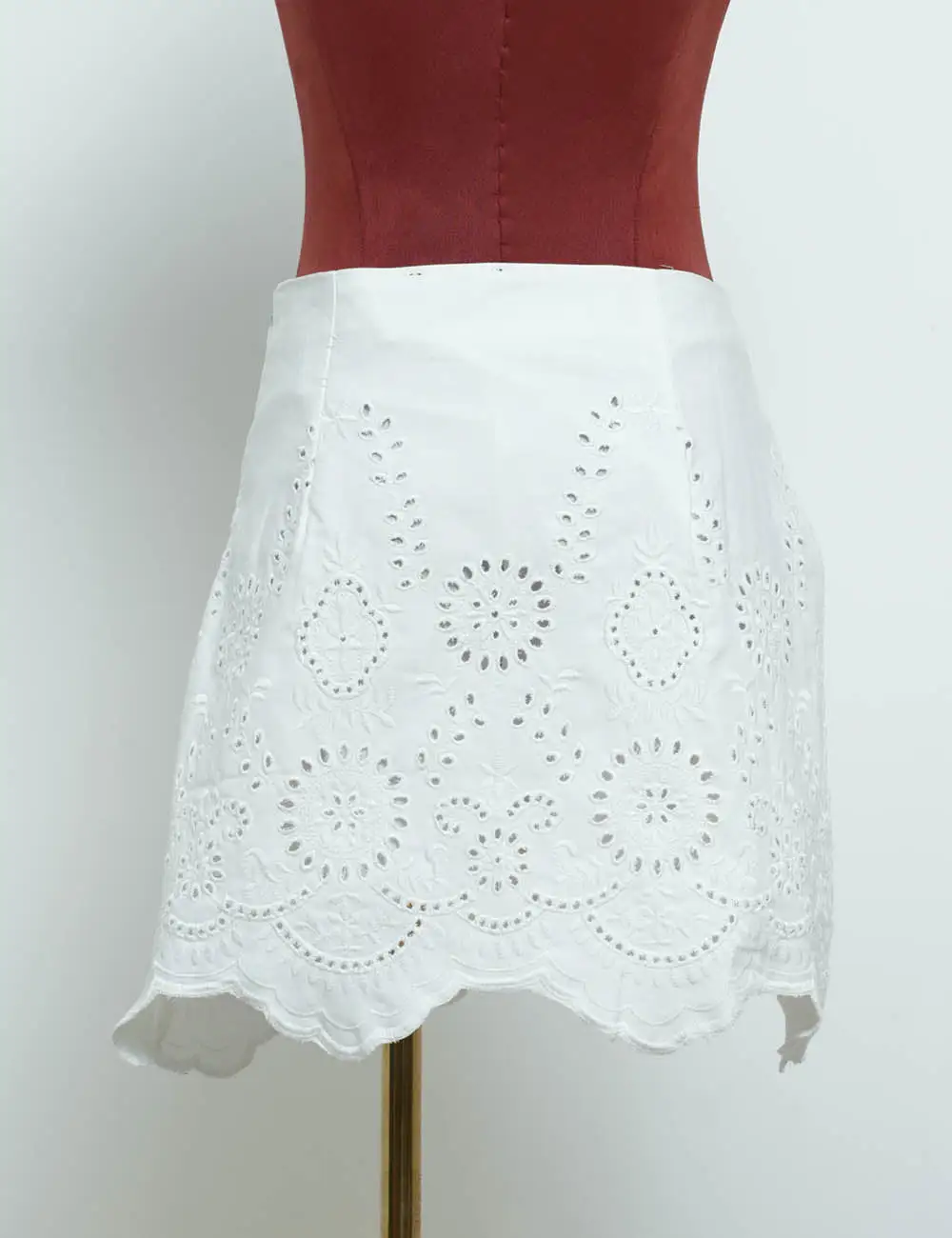 Chic Eyelet Elegant Zip Open Mini Skirt