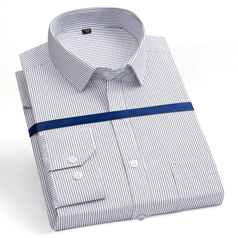 Men'S Long Sleeve Business Solid Color Cotton Breathable Shirt